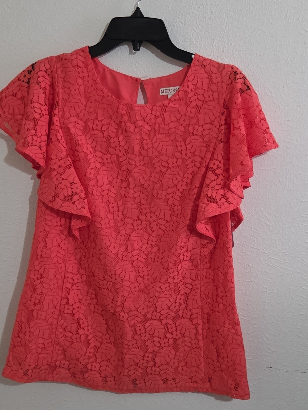 Merona Coral Lace Ruffle Sleeve Dress